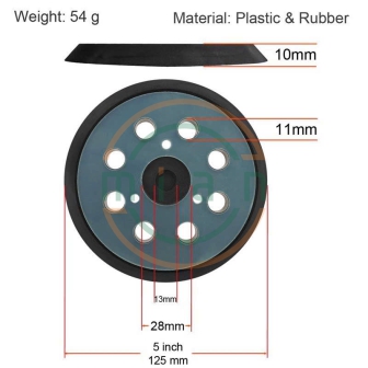 Đế Dán Nhám Tròn - Đế Gai Kích Thước 5" (125mm) 3-8 Lỗ